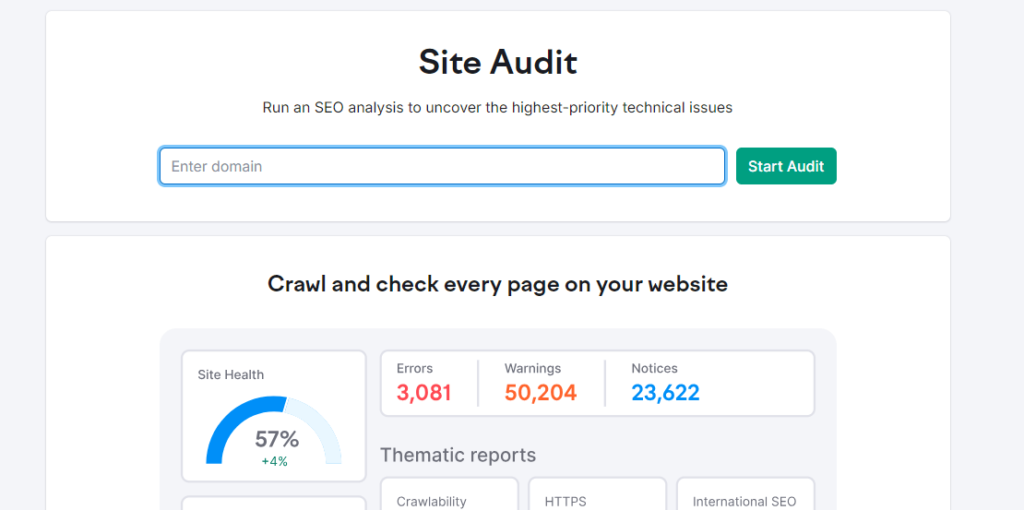 Site Audit de Semrush