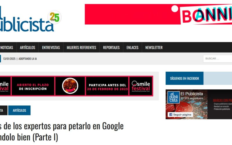 Portada diario El Publicista. Nota de prensa - Trucos de los expertos para petarlo en Google haciéndolo bien - Parte I